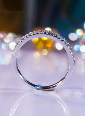 莫桑石群镶满钻半圈双排戒指