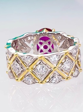 chinpin镂空蕾丝红宝石戒指