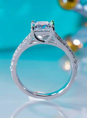 莫桑石1.5克拉方钻双排戒指