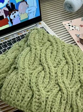 绿色围巾毛线手工diy编织材料包自制针织围脖2026冬季送男女朋友