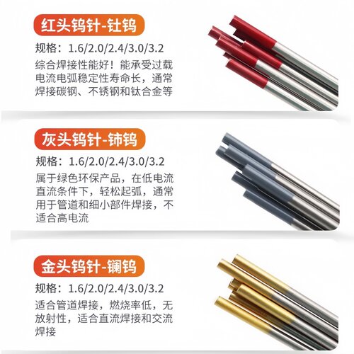 包邮德力威钨针电焊钨极铈钨钍钨焊针氩弧焊接红头1.6金头 灰头针 - 图1