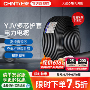 正泰电缆YJV0.6/1kV工程国标电缆铜芯电源线户外线充电桩1米