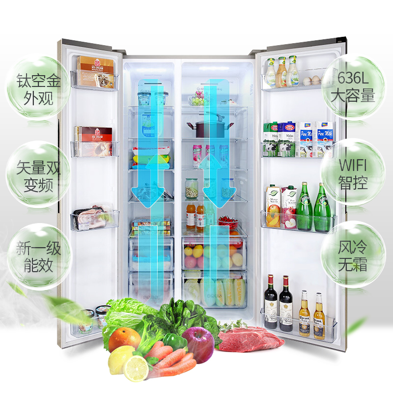 升对开门双门电冰箱双开门家用变频风冷一级智能旗舰店 636 容声 升对开门双门电冰箱双开门家用变频风冷一级智能旗舰店 636 容声