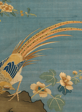 宋缂丝文石锦鸡图古代花鸟画