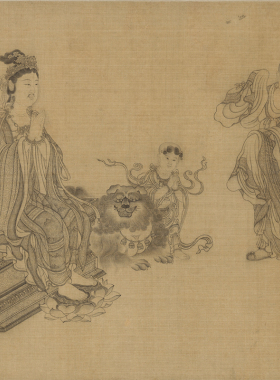 元王振鹏维摩不二图古代人物画