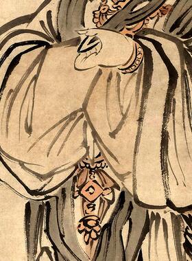明张灵织女图仕女图微喷复制品