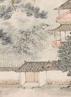 明仇英江南春图卷山水画卷轴挂画