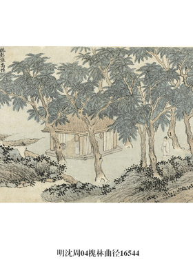 明沈周溪山草阁图册明清山水画