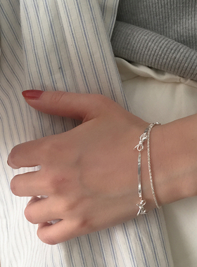925纯银小蝴蝶结手链蛇骨链