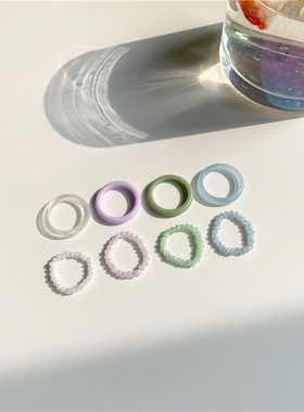 现货韩国糖果色彩Sunup珠珠戒指