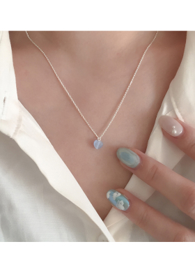 925银糖果色mini小爱心吊坠项链