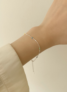 925银彩色小珠子细手链