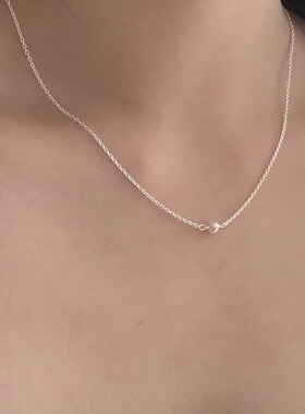 925银天然小珍珠吊坠项链锁骨链