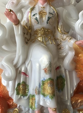 新款合成汉白玉九尾女狐神像摆件