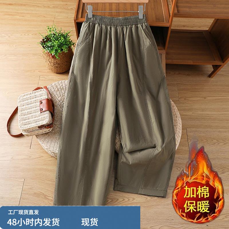 羽绒棉裤女士秋冬季2025年新款妈妈夹棉外穿加厚时尚保暖打底裤子 - 图0