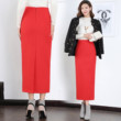 Autumn and winter woolen skirt, high waist hip skirt, mid-length one-step skirt, straight skirt, thickened long skirt