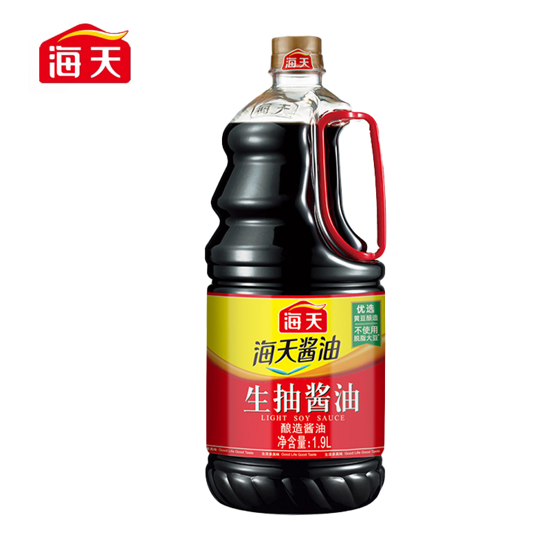 海天酱油整箱1.9L*6大桶超值装商用炒菜蒸鱼豉油凉拌生抽酱油调料 - 图1