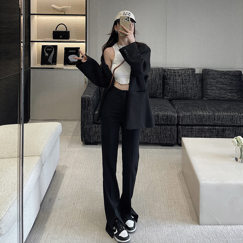 春秋季新款高腰垂感显瘦修身西装裤 美凯曼妮休闲裤