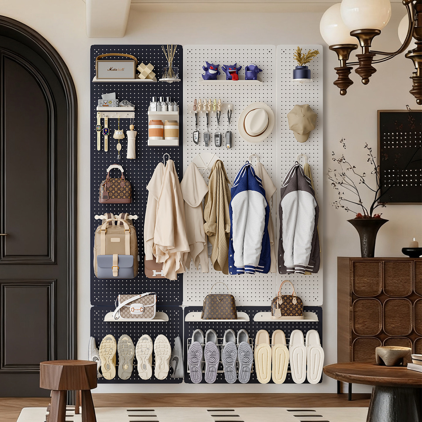 玄关入户门口衣帽架洞洞板一体置物架墙上挂衣包架磁吸金属定制,淘宝优惠券,粉丝福利购,淘宝优惠卷