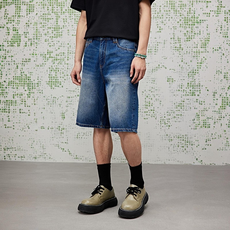 [商场同款]GXG男装 牛仔蓝休闲短裤简约男裤25夏新品G25X252007,淘宝优惠券,粉丝福利购,淘宝优惠卷