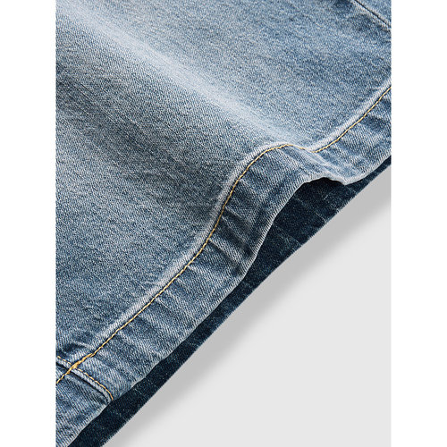 GXG男装 浅蓝色休闲短裤通勤轻薄牛仔短裤猫须设计 2025春季新品 - 图3