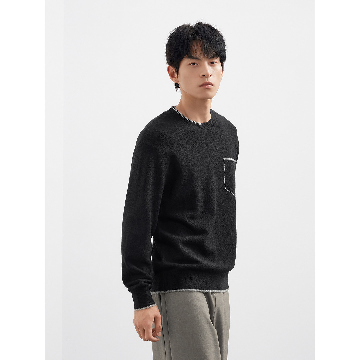 【羊毛混纺】25秋季新品 GXG圆领线衫男休闲百搭通勤内搭针织衫,淘宝优惠券,粉丝福利购,淘宝优惠卷