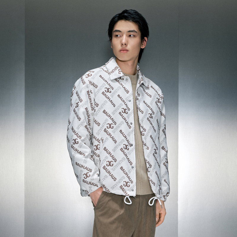 GXG男装 满身提花翻领短羽绒 23年冬季品GEX1D2526154 - 图1