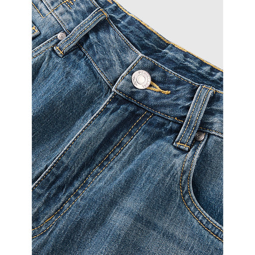 GXG男装 浅蓝色休闲短裤通勤轻薄牛仔短裤猫须设计 2025春季新品 - 图1