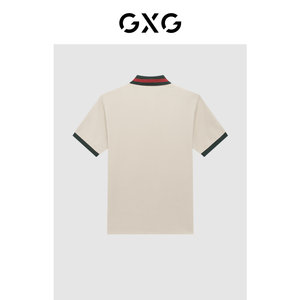 GXG男装 23年夏品潮流撞色时尚百搭休闲精美领扣男士Polo衫短袖