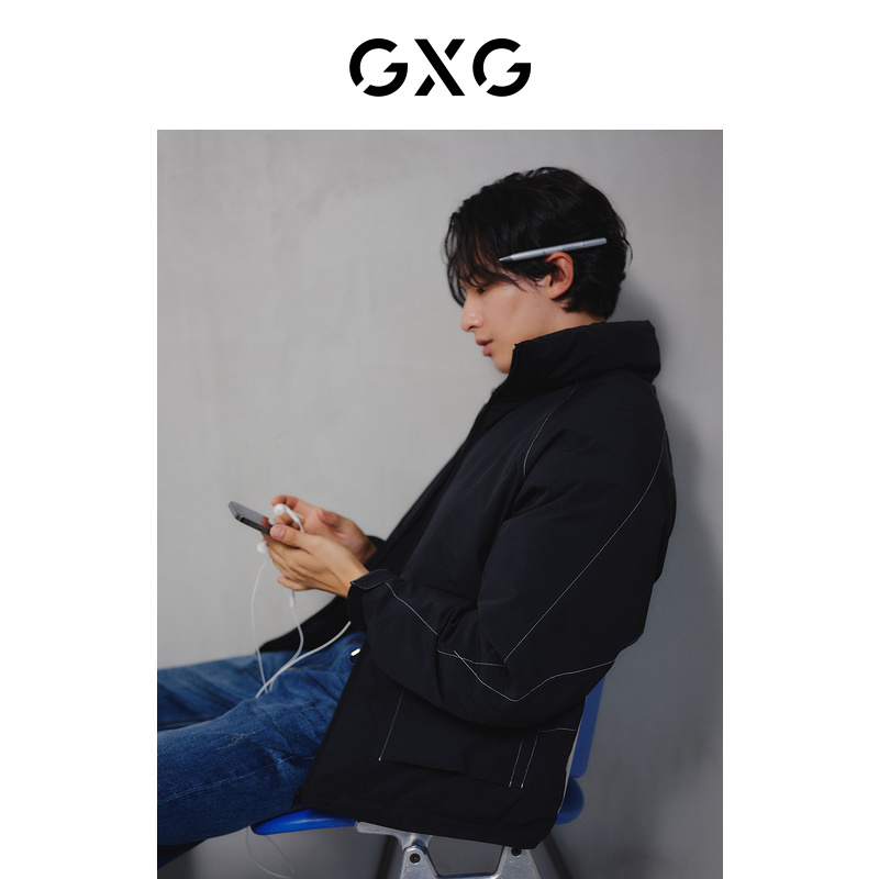 GXG男装 明线弹力不易褪色舒适保暖棉服夹克外套 2023年冬季新品