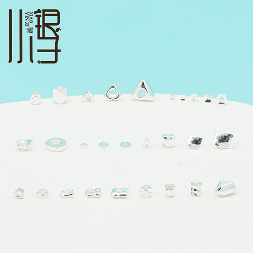 【5克/份】S925纯银精工按克 碎银几两花片多面体三角隔珠DIY编绳 - 图0