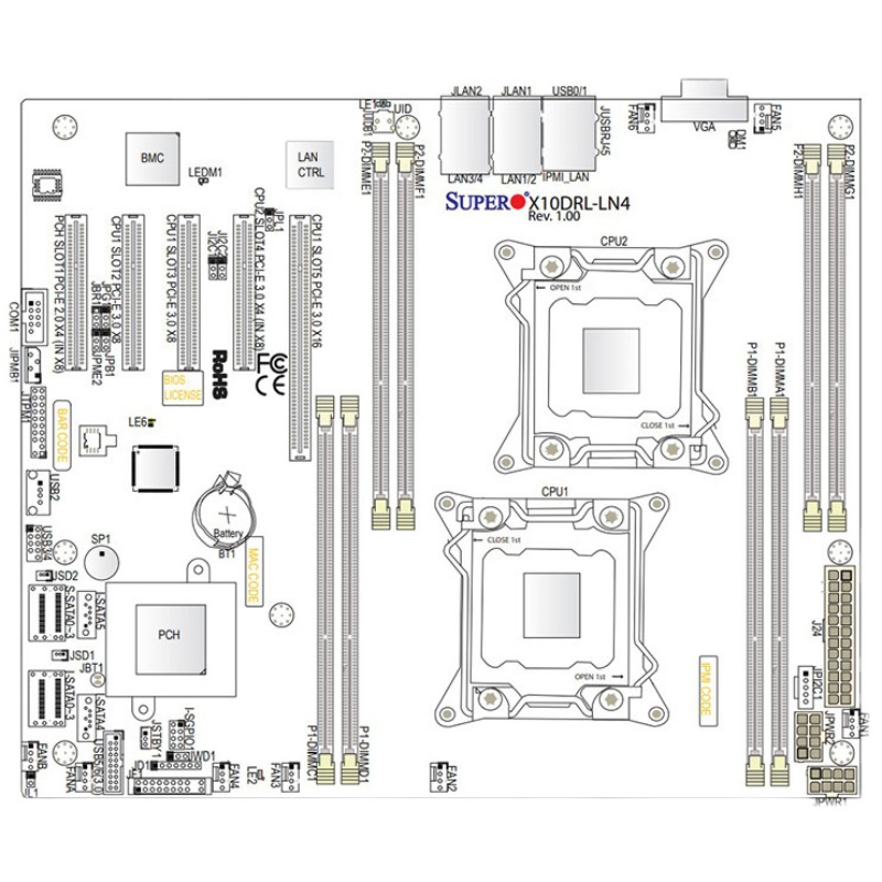 超微原装X10DRL-LN4双路C612服务器主板集成网卡2011针E5-2600V3-图3