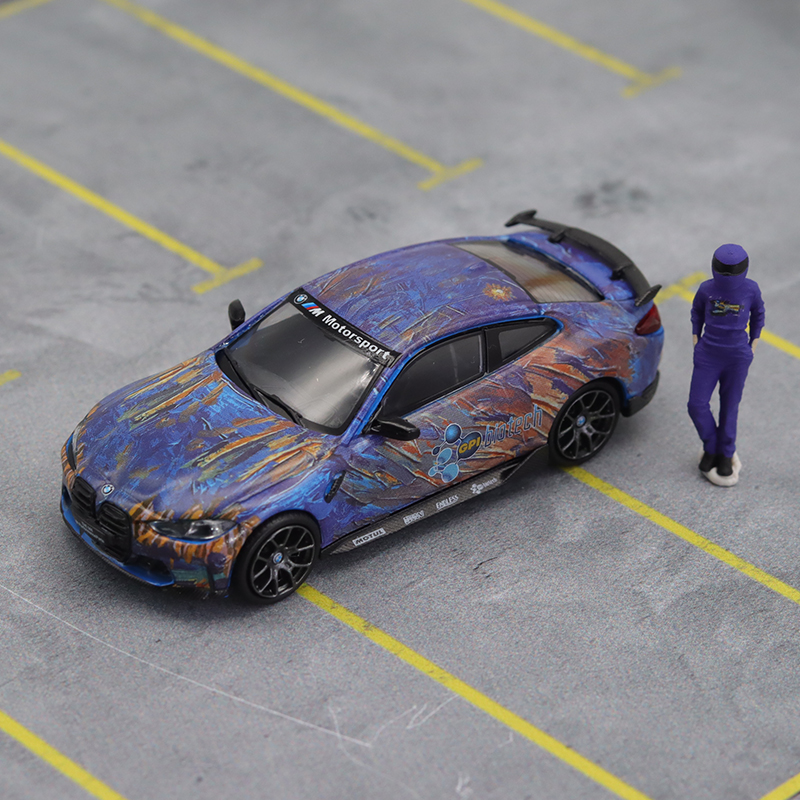 金属摆件宝马M4 TM 1:64 The BMW M4 梵高艺术车仿真合金汽车模型 - 图0