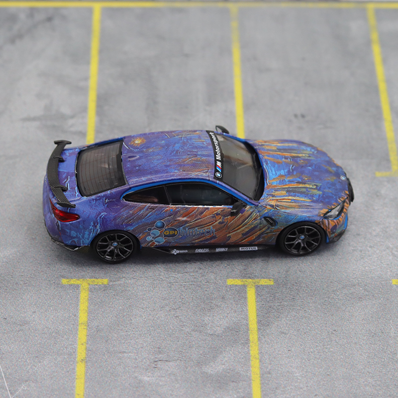 金属摆件宝马M4 TM 1:64 The BMW M4 梵高艺术车仿真合金汽车模型 - 图1