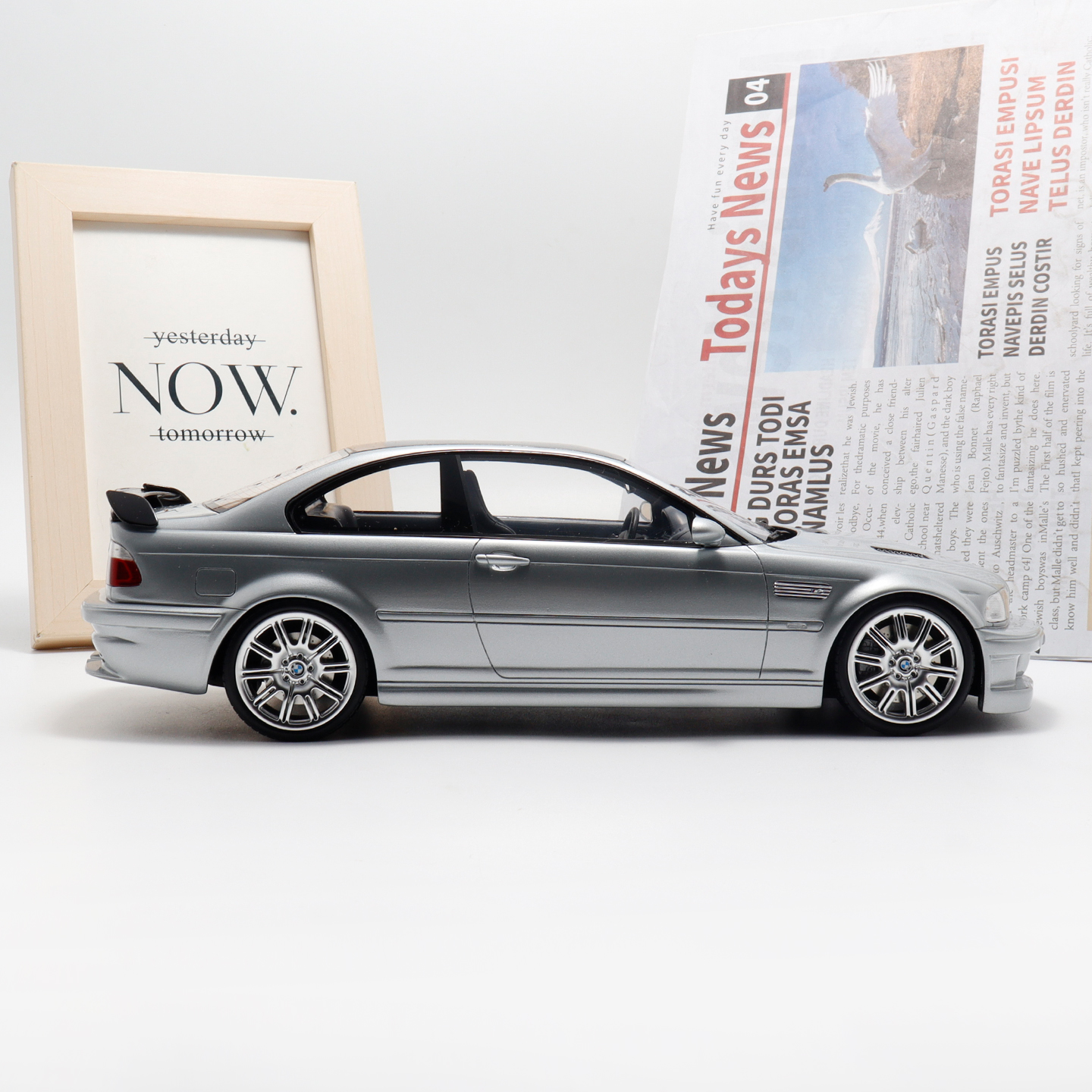 限量2001款宝马E46 M3 GTR STREET OTTO 1:18 仿真汽车模型金属银 - 图1
