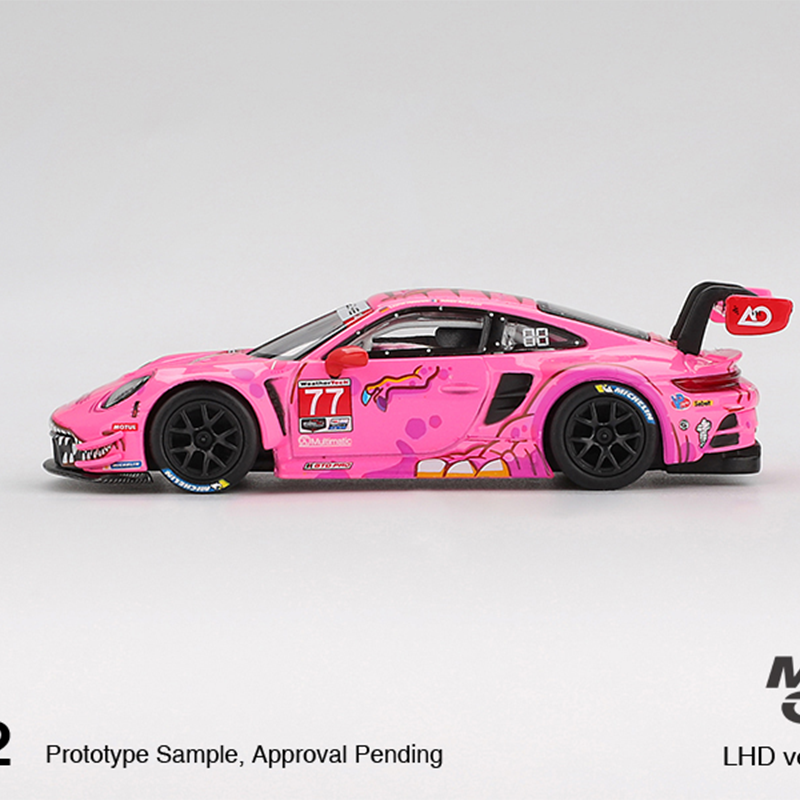 保时捷911 GT3 R AO赛车 MINIGT 1:64仿真合金汽车模型粉恐龙1052,淘宝优惠券,粉丝福利购,淘宝优惠卷