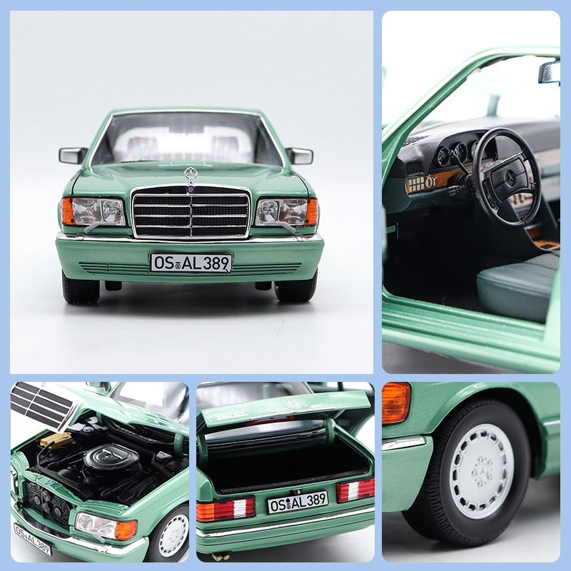 奔驰560SEL AMG W126 二代S级 NOREV 1:18仿真合金汽车模型虎头奔 - 图2