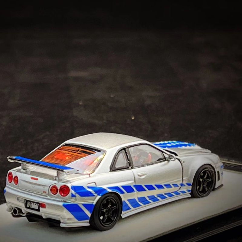 收藏日产尼桑GTR R34 Z-Tune PGM 1:64仿真合金汽车模型全开摆件-图2