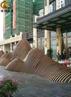 不锈钢假山摆件雕塑户外线形镂空线条装饰售楼处庭院水景景观直销