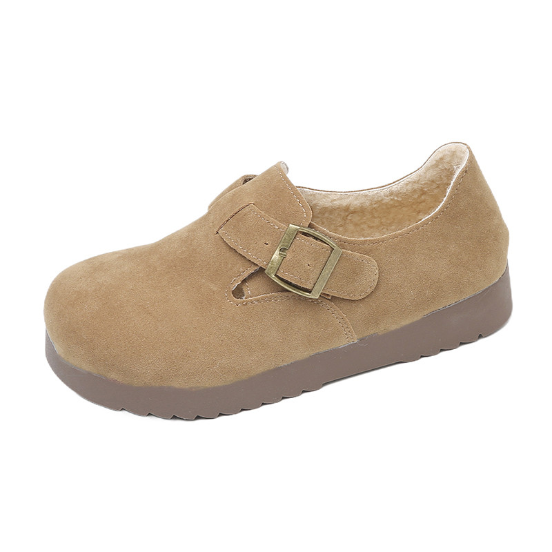 大码女鞋41到43胖脚宽肥复古百搭勃肯鞋女加绒保暖平底一脚蹬棉鞋,淘宝优惠券,粉丝福利购,淘宝优惠卷