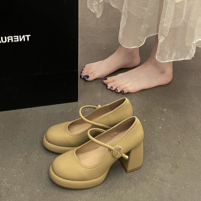 大码女鞋41一43胖脚宽肥玛丽珍高跟鞋女粗跟不累脚浅口防水台单鞋,淘宝优惠券,粉丝福利购,淘宝优惠卷