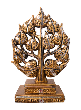 泰国实木雕刻新中式风菩提树摆件