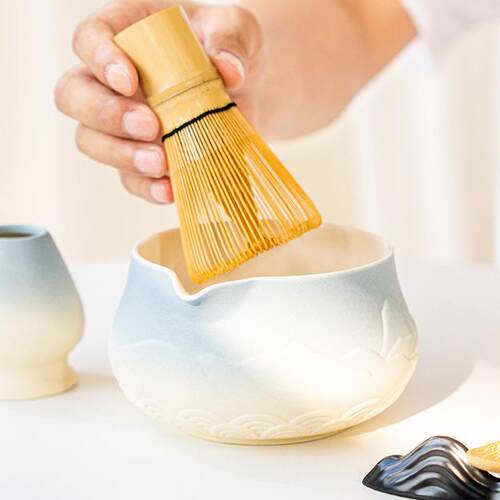 日式抹茶碗带嘴山水日式打抹茶宋代点茶工具陶瓷茶碗Matcha bowl - 图2