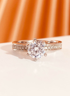 精工闭口莫桑钻戒托空托S925纯银戒指空托1-2克拉日韩轻奢高级感