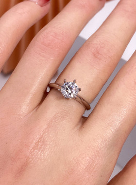 闭口经典T家六爪钻戒空托S925银镶嵌戒指空托50分1克拉2克拉流行