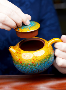 非遗大漆泡茶壶渐变纯手工漆器