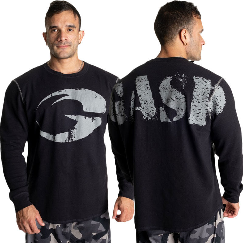 GASP长袖外套华夫格运动大码宽松健美健身训练保暖透气打底欧美男,淘宝优惠券,粉丝福利购,淘宝优惠卷