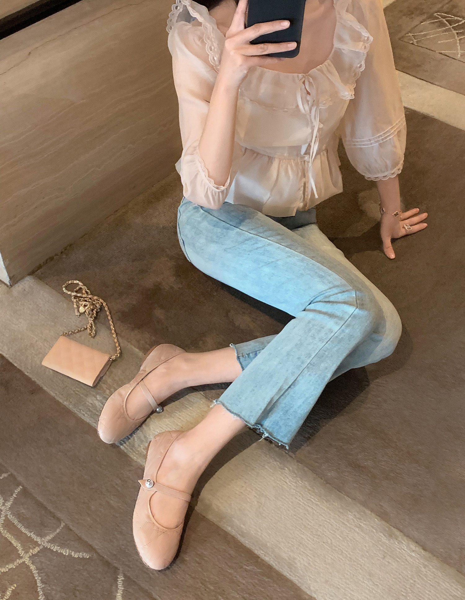 【benefanfan】有点乖的蝴蝶结珍珠芭蕾舞鞋真皮底套包平底单鞋女,淘宝优惠券,粉丝福利购,淘宝优惠卷