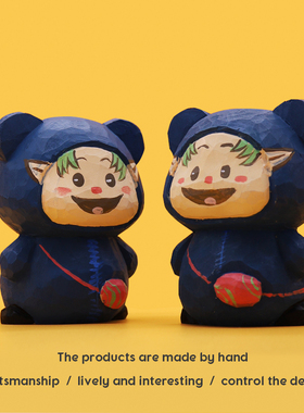 Jay家 手工木雕谢夫涅摆件礼品礼物创意可爱木质网红生日背包熊