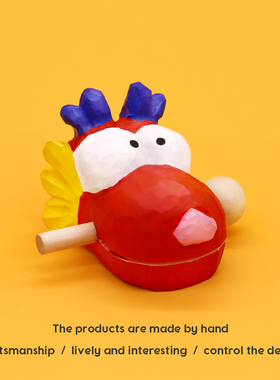 Jay家 龙运当头实木木鱼解压玩具办公室桌面摆件生日礼物创意ins